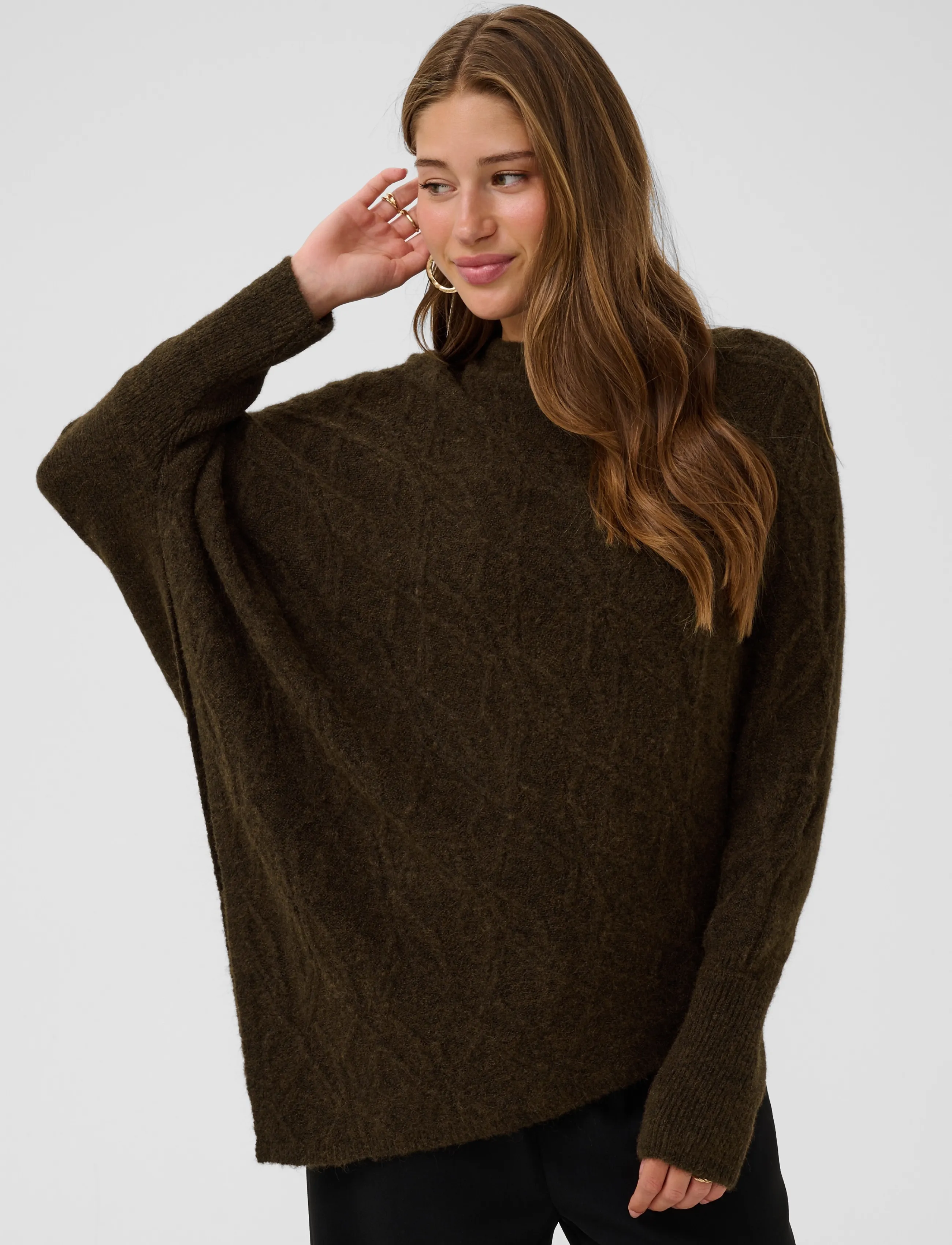 Cream - CRElsie Knit Poncho - java melange - 2