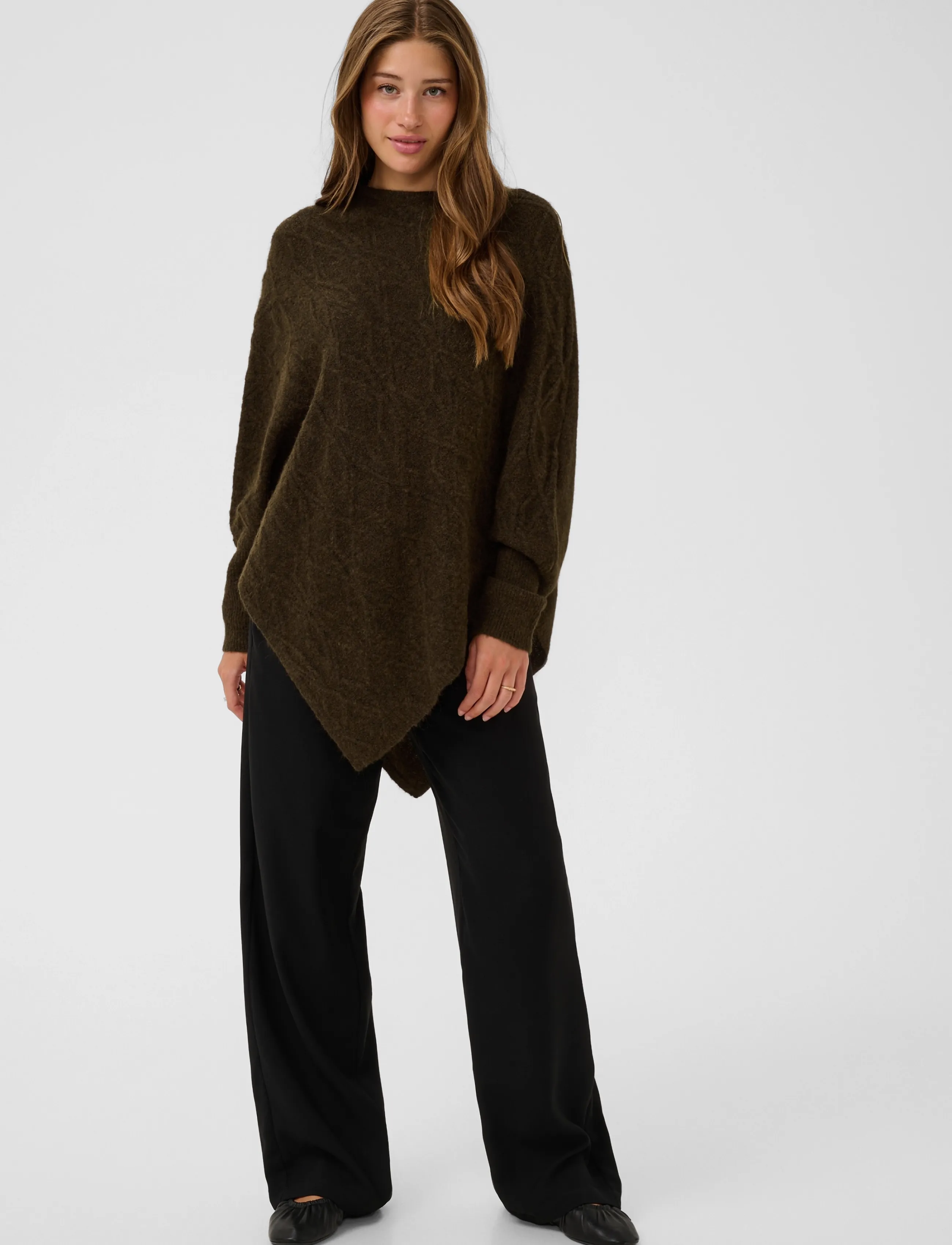 Cream - CRElsie Knit Poncho - java melange - 3