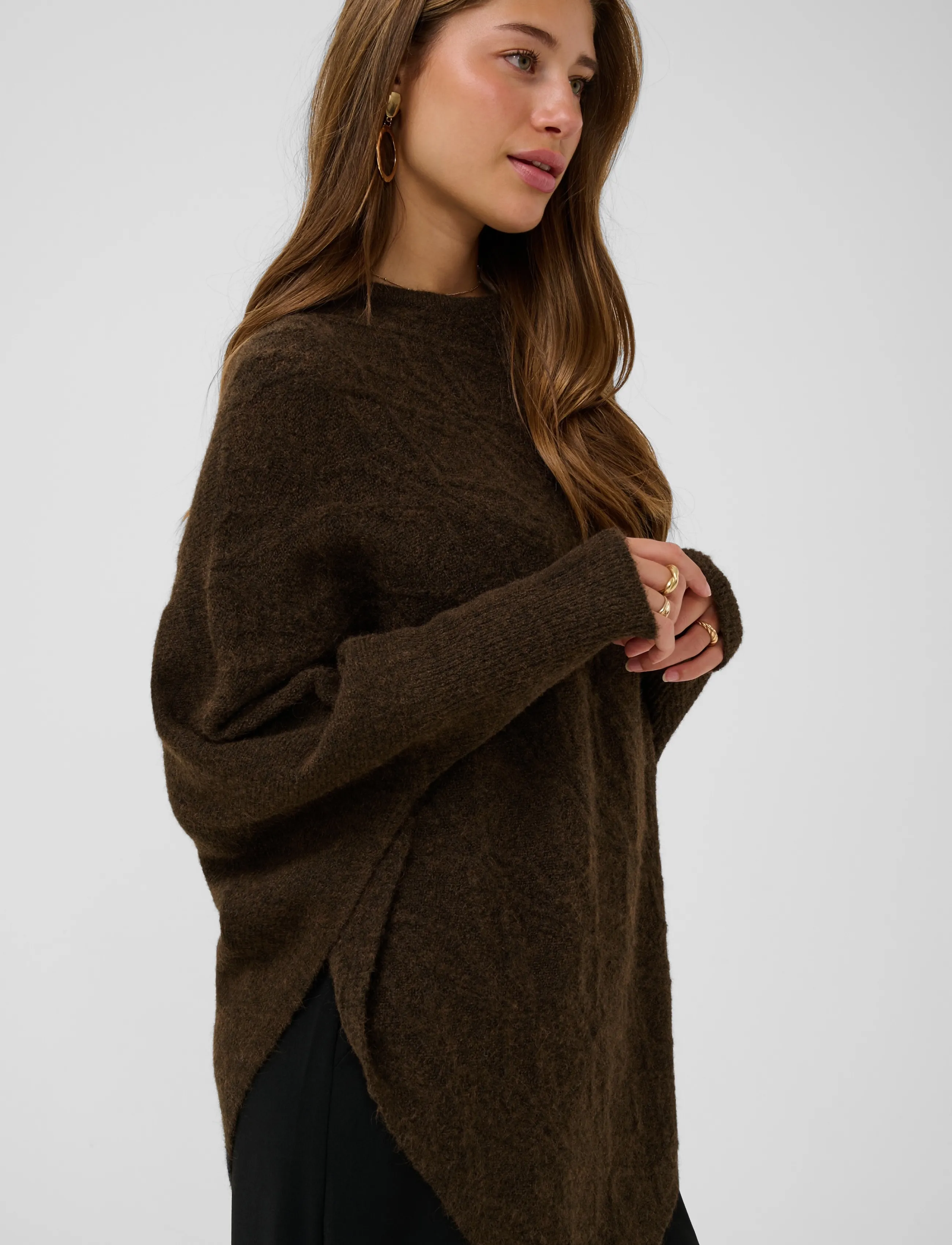 Cream - CRElsie Knit Poncho - java melange - 5
