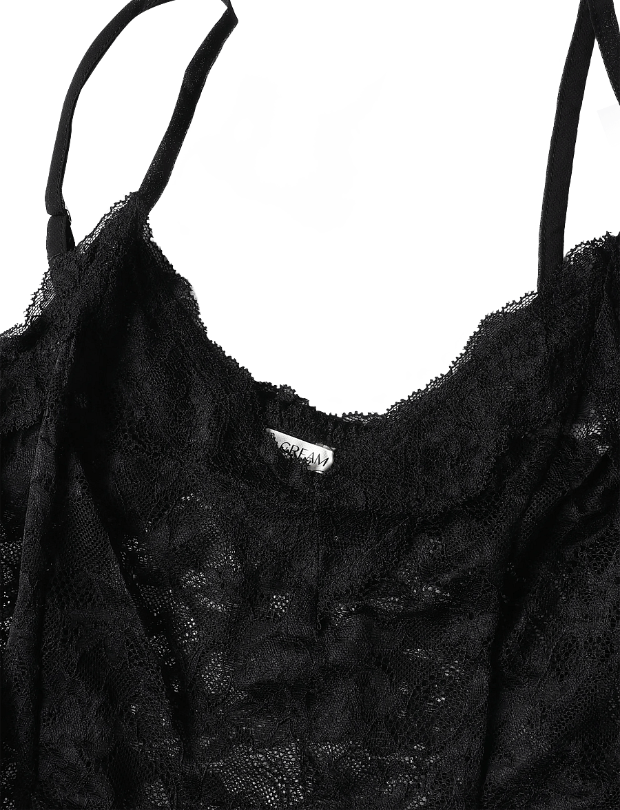 Cream - CRSanne Slipover Lace Dress - slip dresses - pitch black - 2