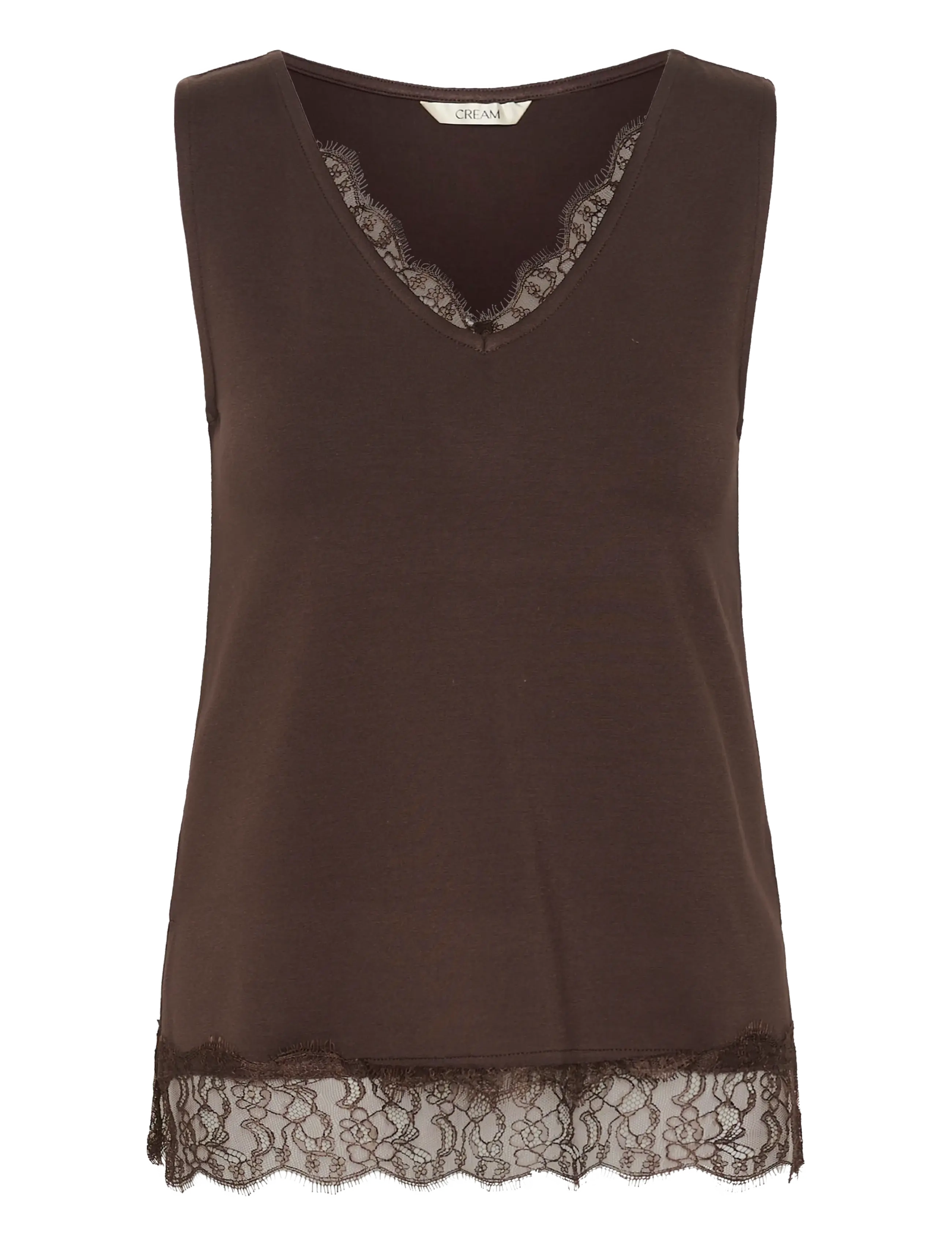 Cream CRAlvaia Jersey Lace Top - T-Shirts & Tops - JAVA / brown