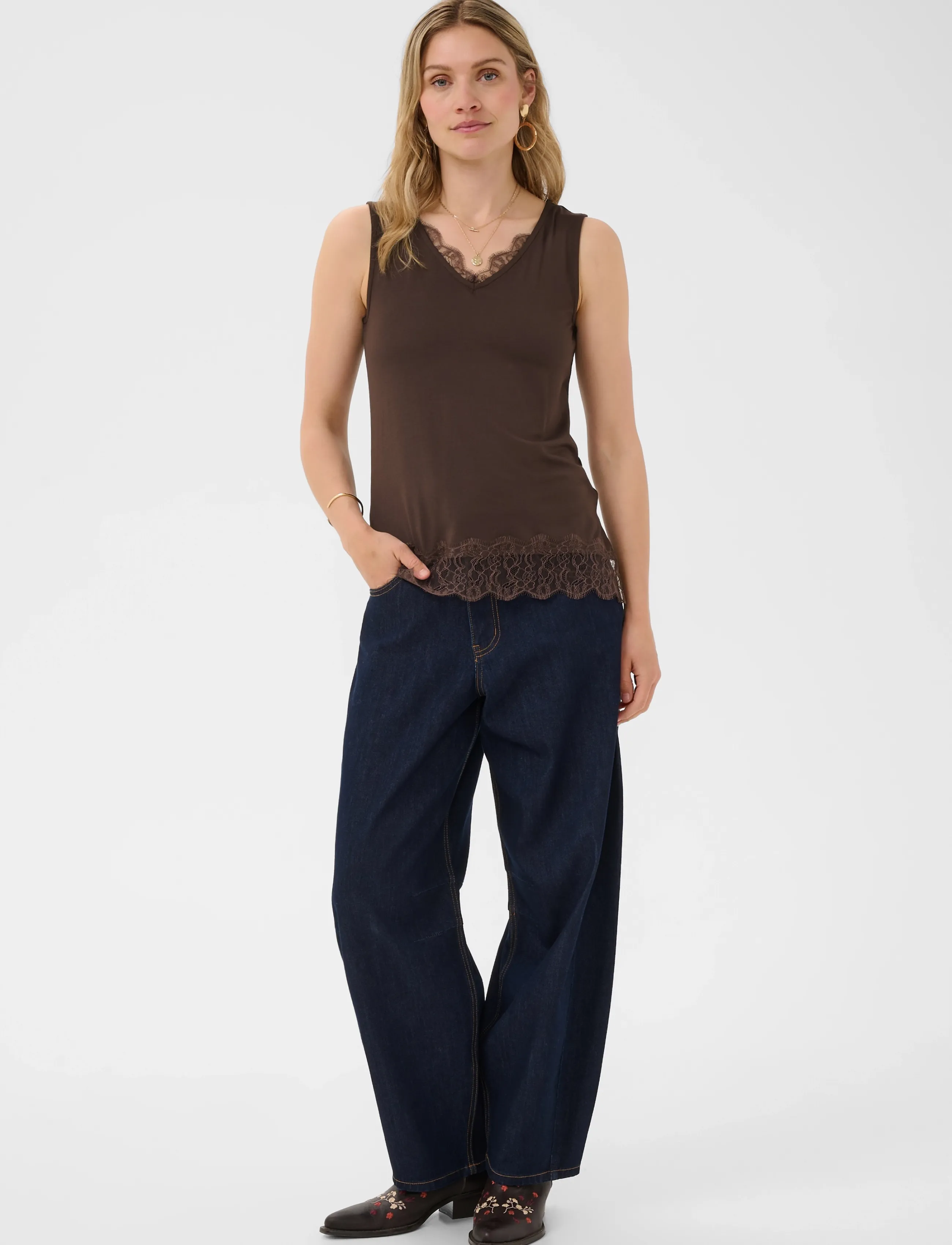Cream - CRAlvaia Jersey Lace Top - java - 3