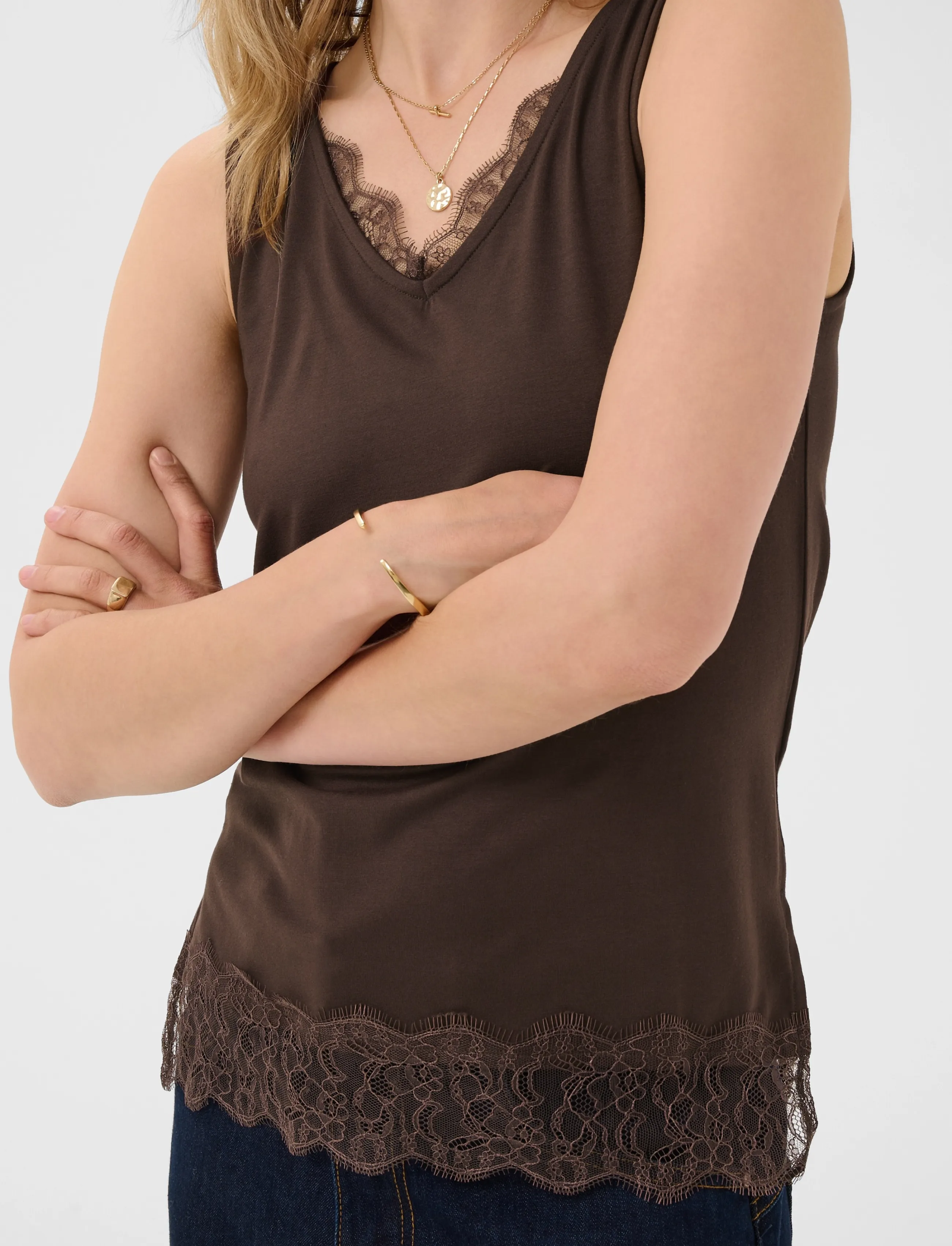 Cream - CRAlvaia Jersey Lace Top - java - 5