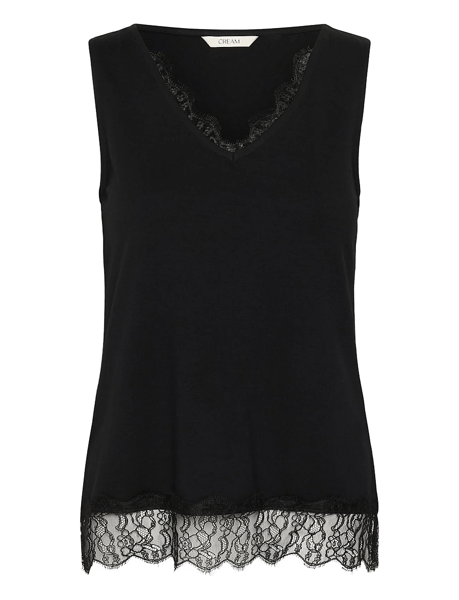 Cream - CRAlvaia Jersey Lace Top - Ärmellose tops - pitch black - 0