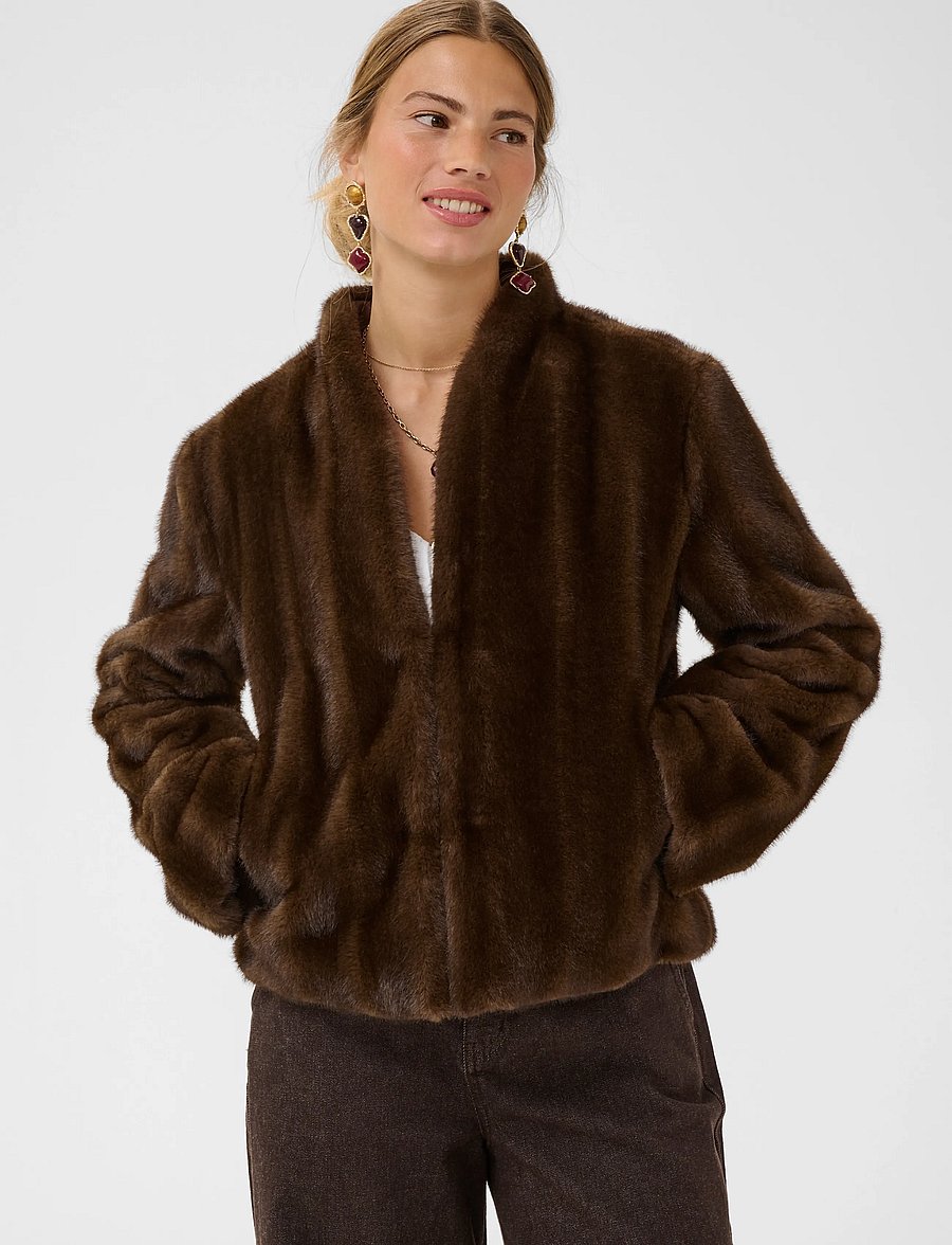 Cream - CRFrania Fur Jacket - faux fur - brown fur - 2