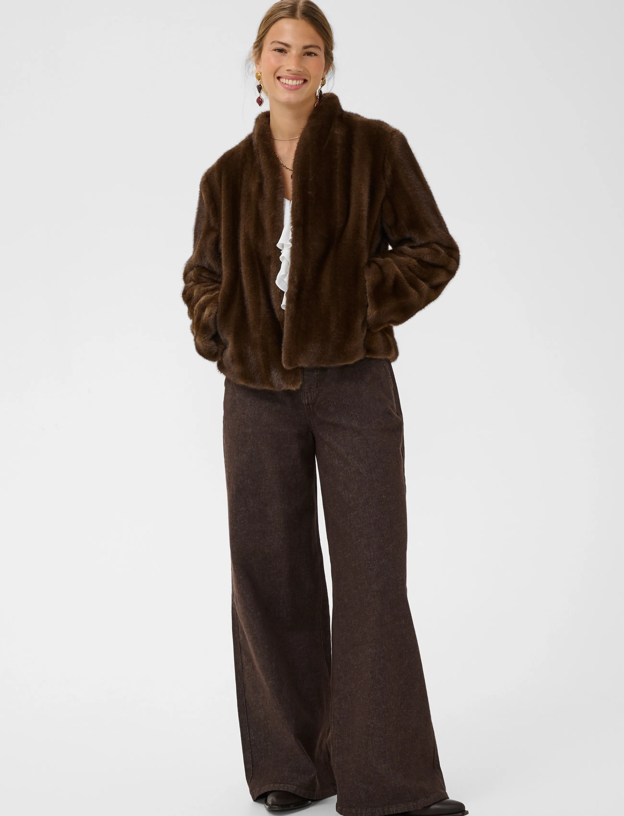 Cream - CRFrania Fur Jacket - faux fur - brown fur - 3