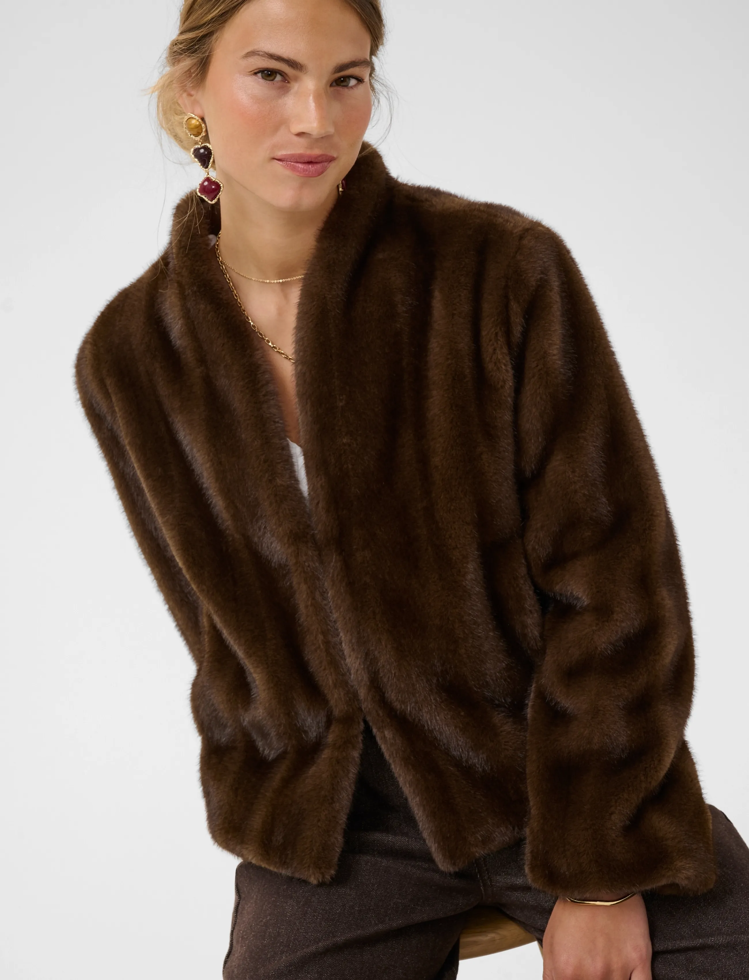 Cream - CRFrania Fur Jacket - faux fur - brown fur - 5