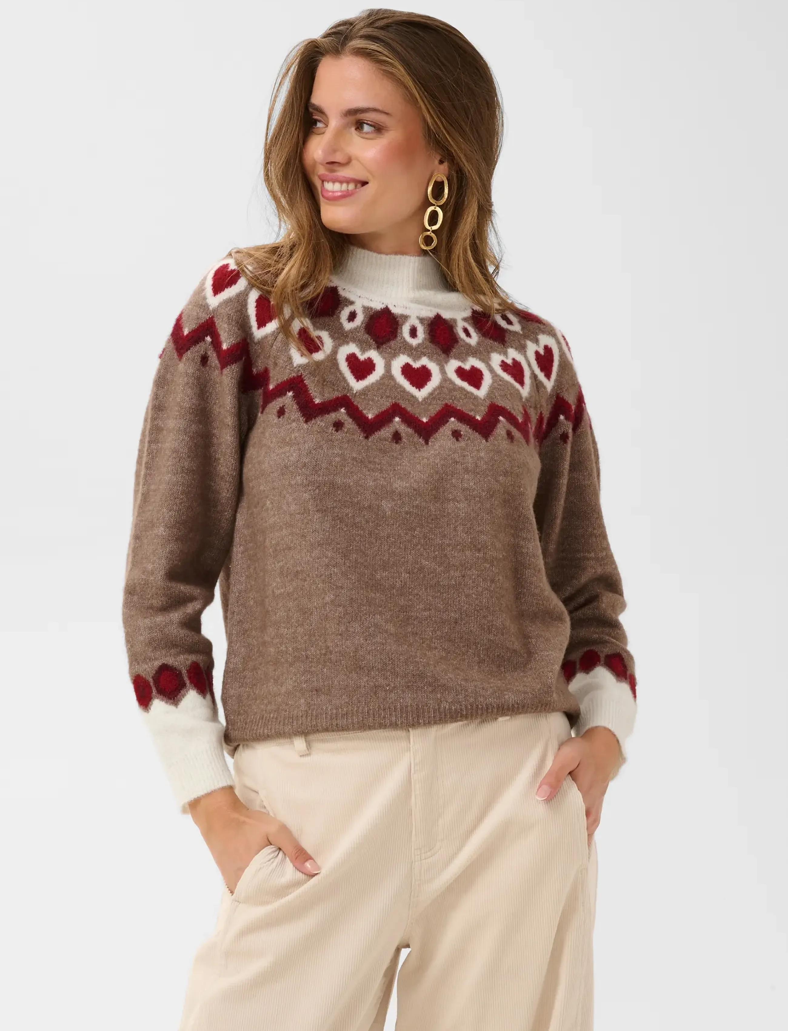 Cream - CRCherrie Knit Pullover - stickade tröjor - fossila - 2