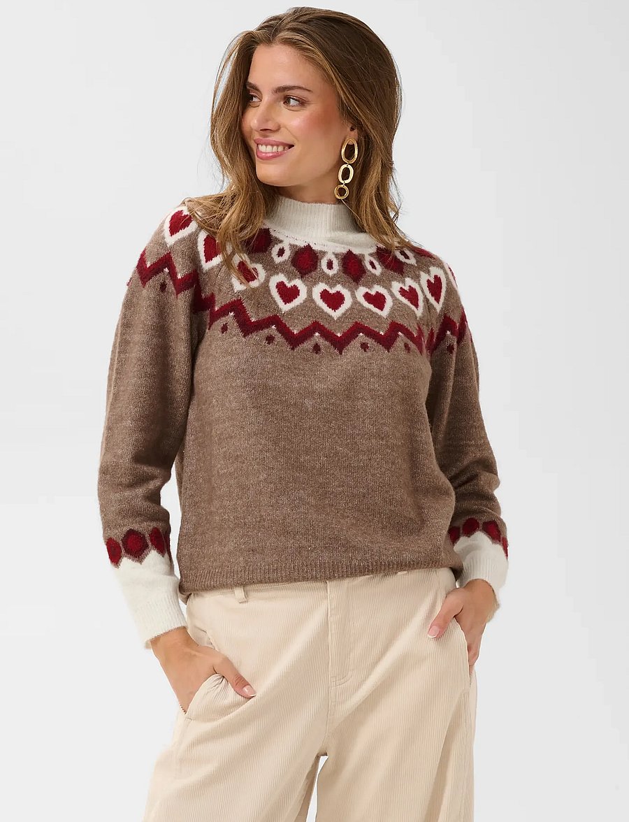 Cream - CRCherrie Knit Pullover - stickade tröjor - fossila - 2