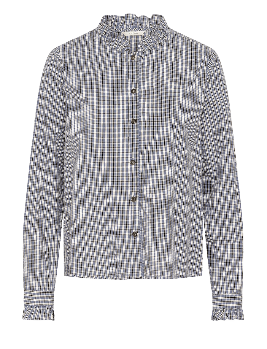 Cream - CRSyliah check blouse - langärmlige hemden - blue check - 0