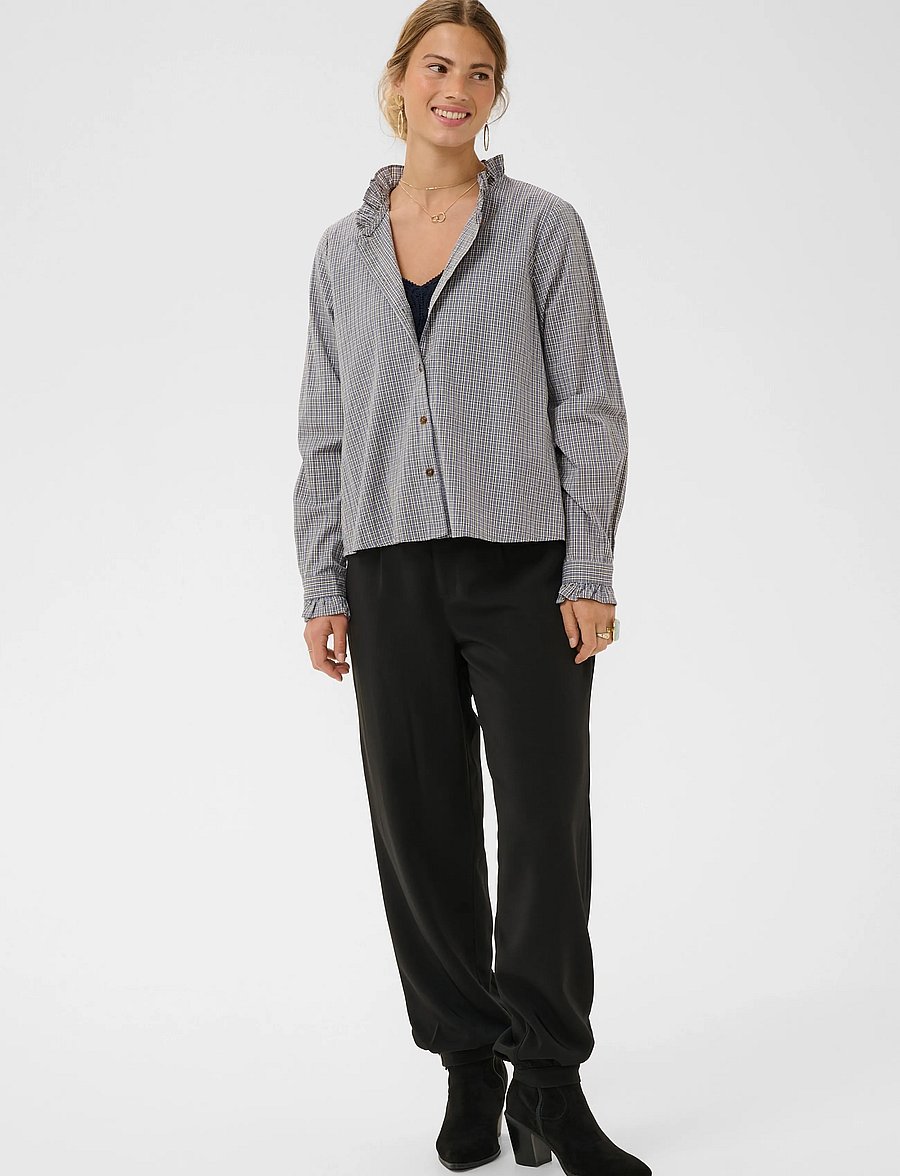 Cream - CRSyliah check blouse - langärmlige hemden - blue check - 3