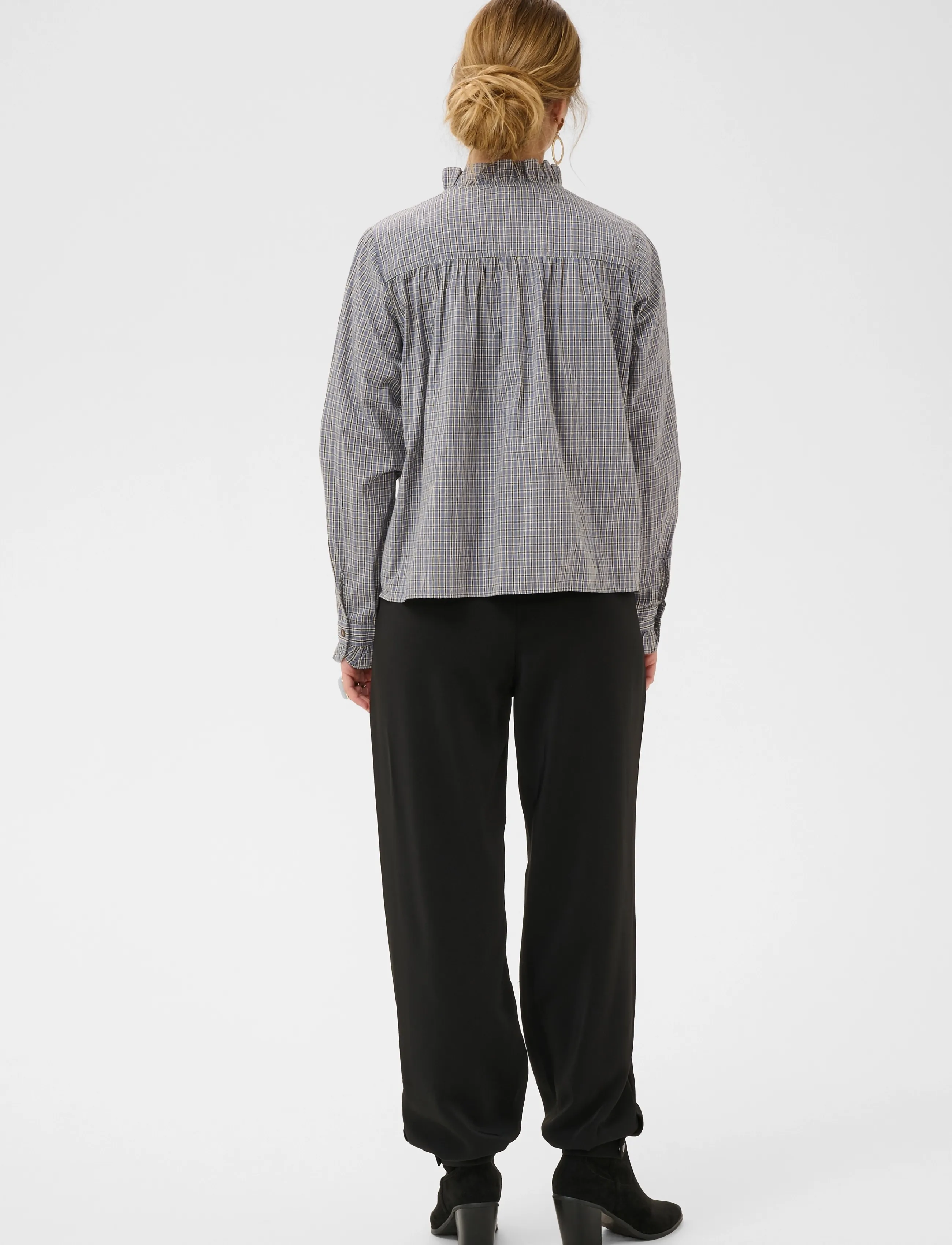 Cream - CRSyliah check blouse - langärmlige hemden - blue check - 4