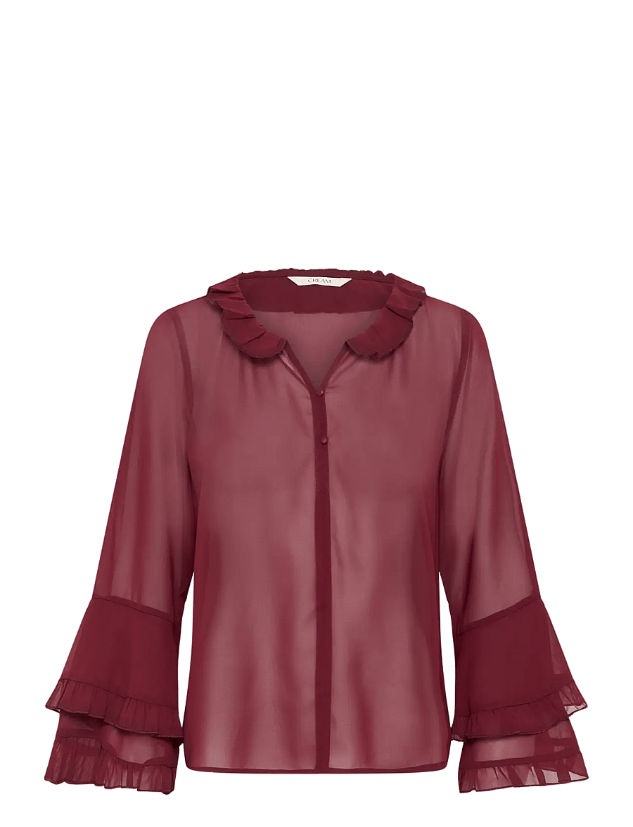Cream - CRFlouncy blouse - langærmede bluser - cabernet - 0