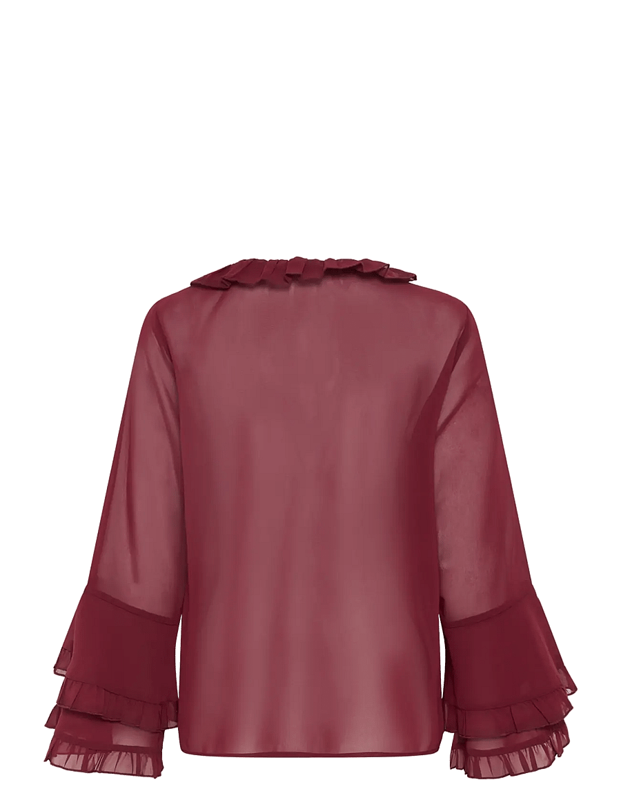 Cream - CRFlouncy blouse - langærmede bluser - cabernet - 1