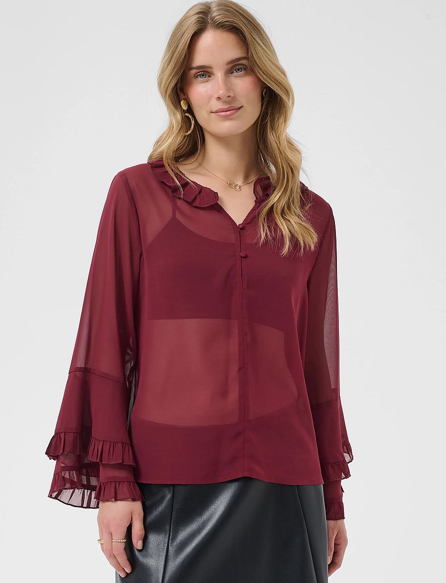 Cream - CRFlouncy blouse - langærmede bluser - cabernet - 2