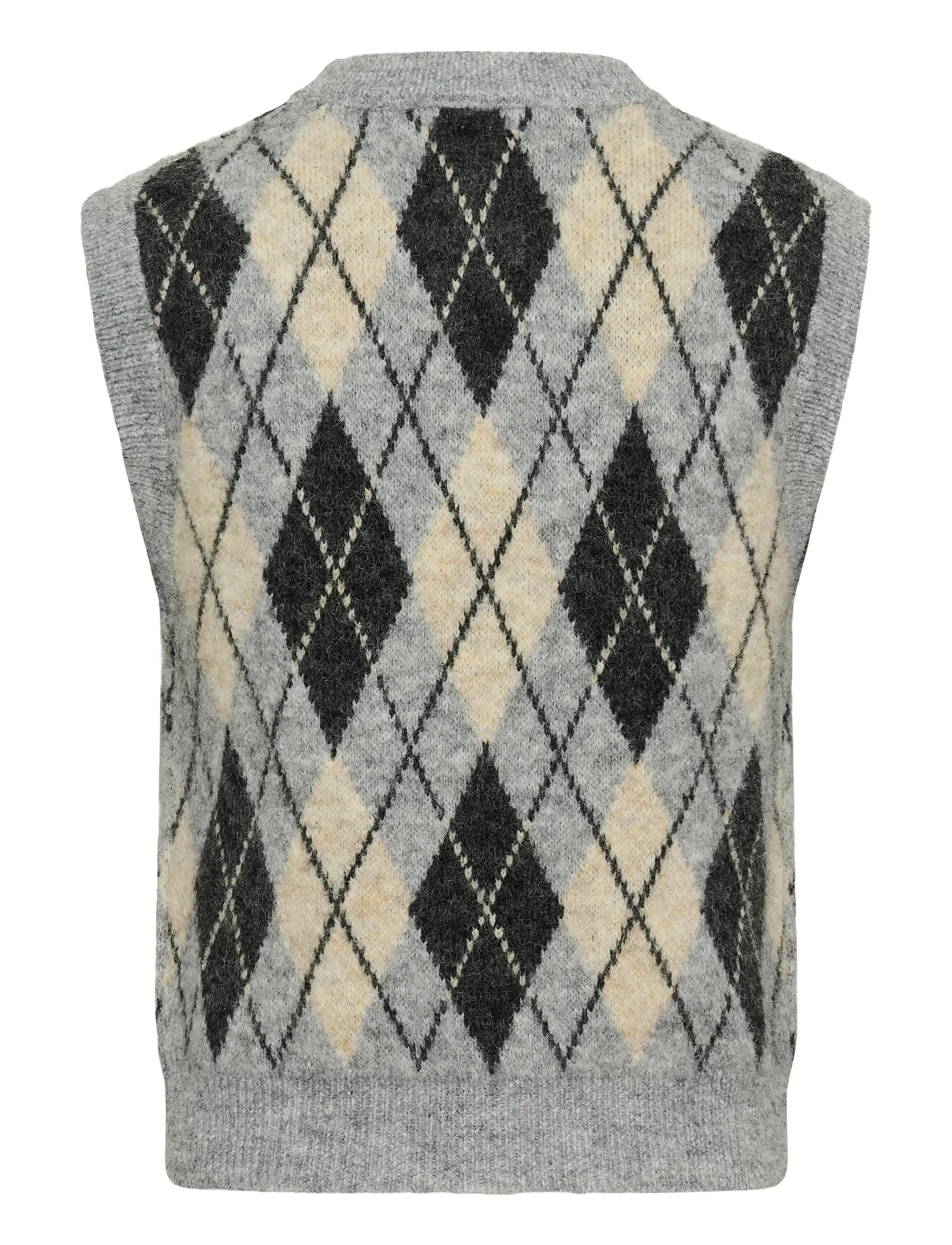 Cream - CRMirea Knit Vest - grey melange argyle - 1
