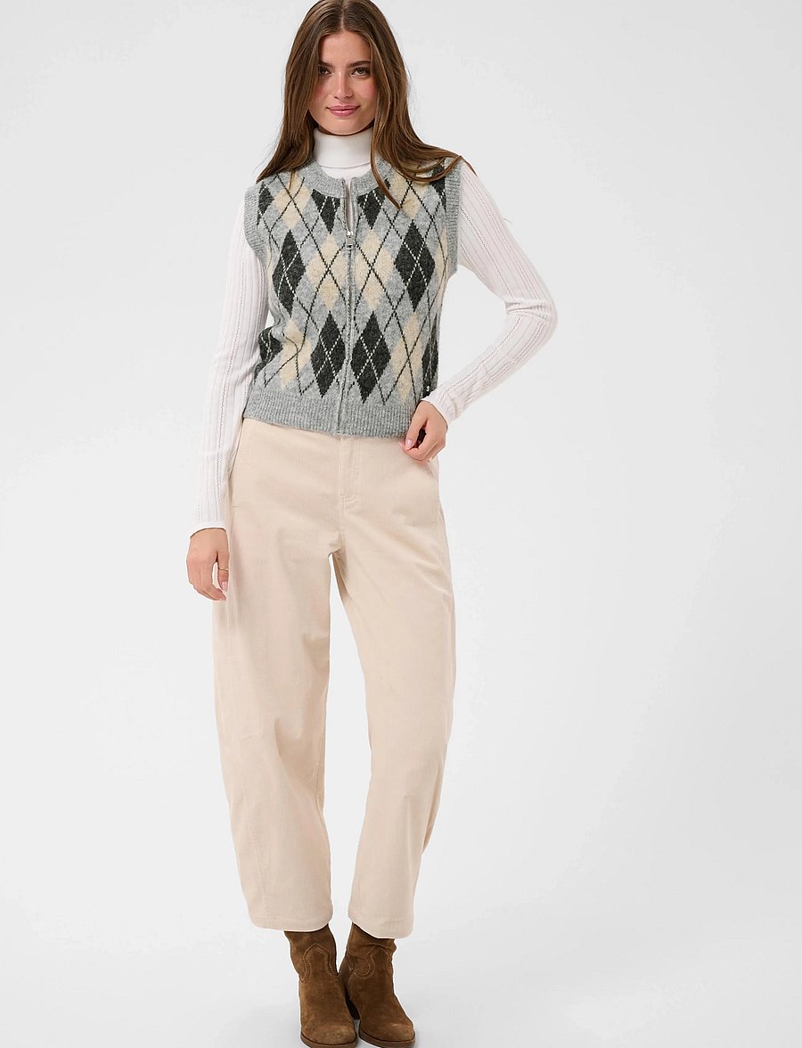 Cream - CRMirea Knit Vest - grey melange argyle - 3