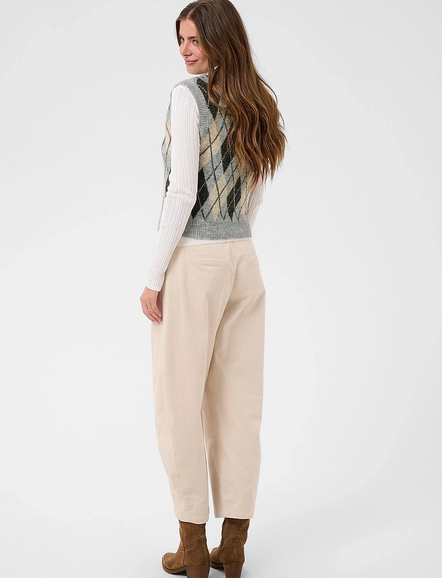 Cream - CRMirea Knit Vest - grey melange argyle - 4