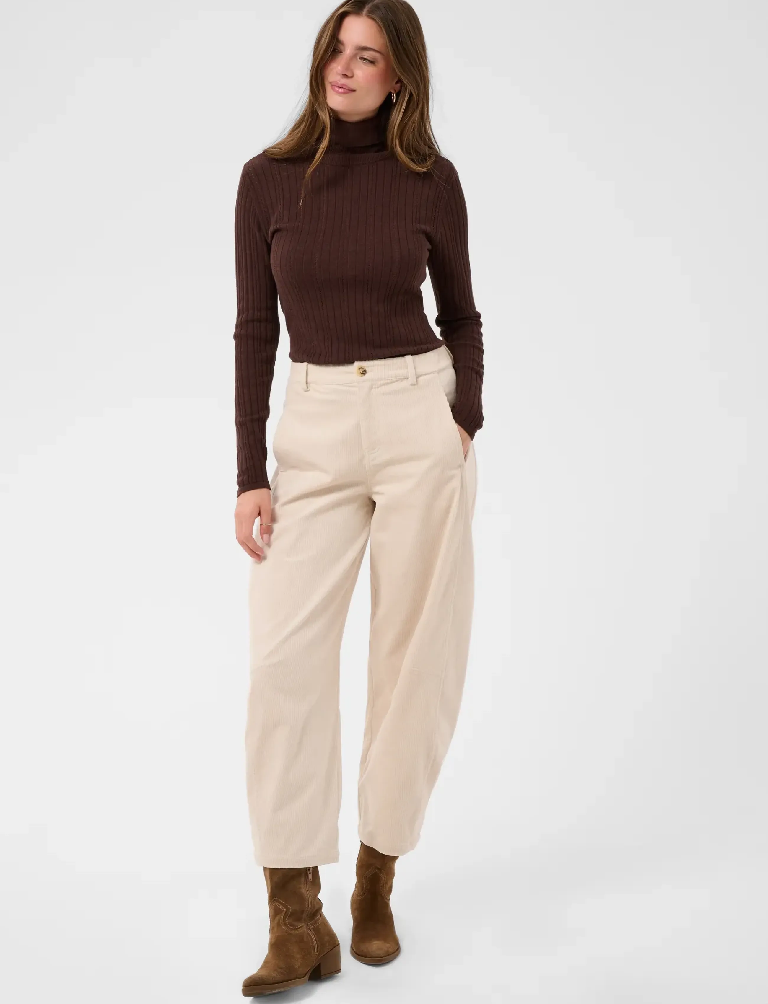 Cream - CRBalllie Barrel Pant - barrel-bukser - offwhite - 3