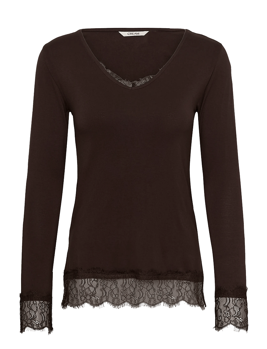 Cream - CRAlvaia LS Lace Tshirt - pikkade varrukatega topid - java - 0