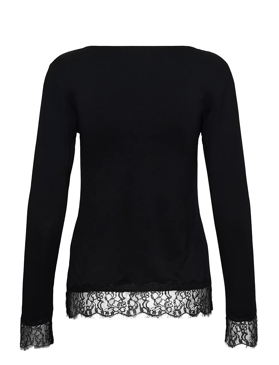 Cream - CRAlvaia LS Lace Tshirt - pikkade varrukatega topid - pitch black - 1
