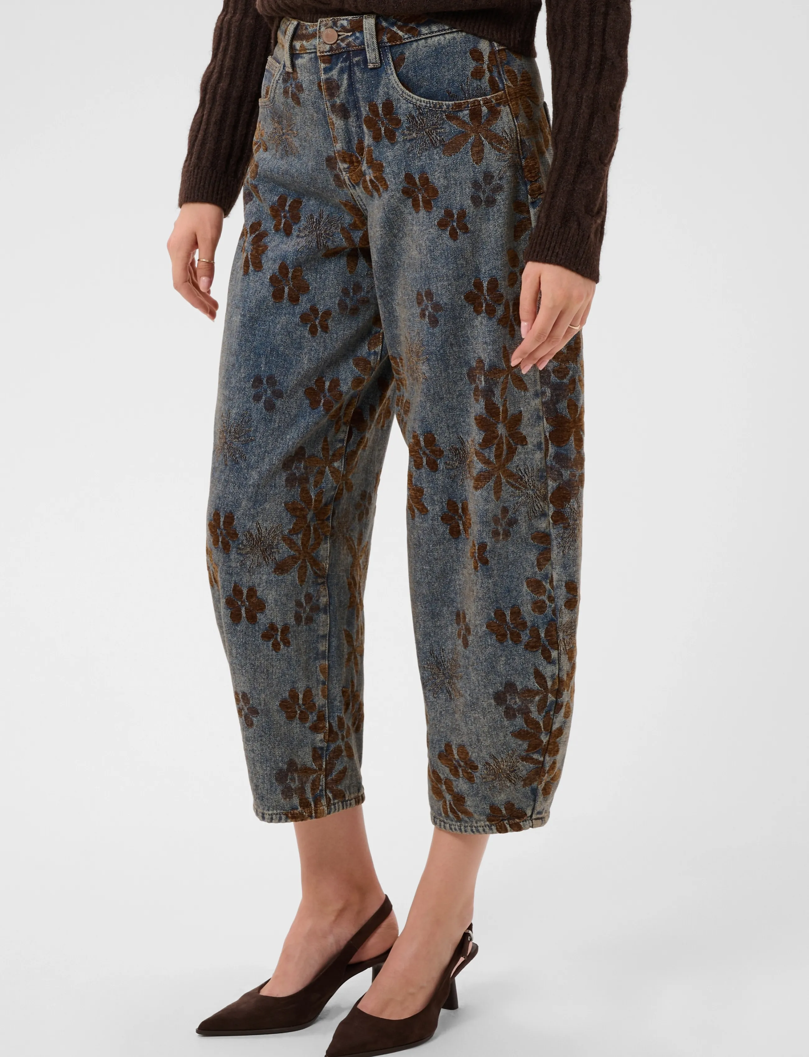 Cream - CRRamona Barrel Jeans - Relaxed Fit - brown denim flower - 2