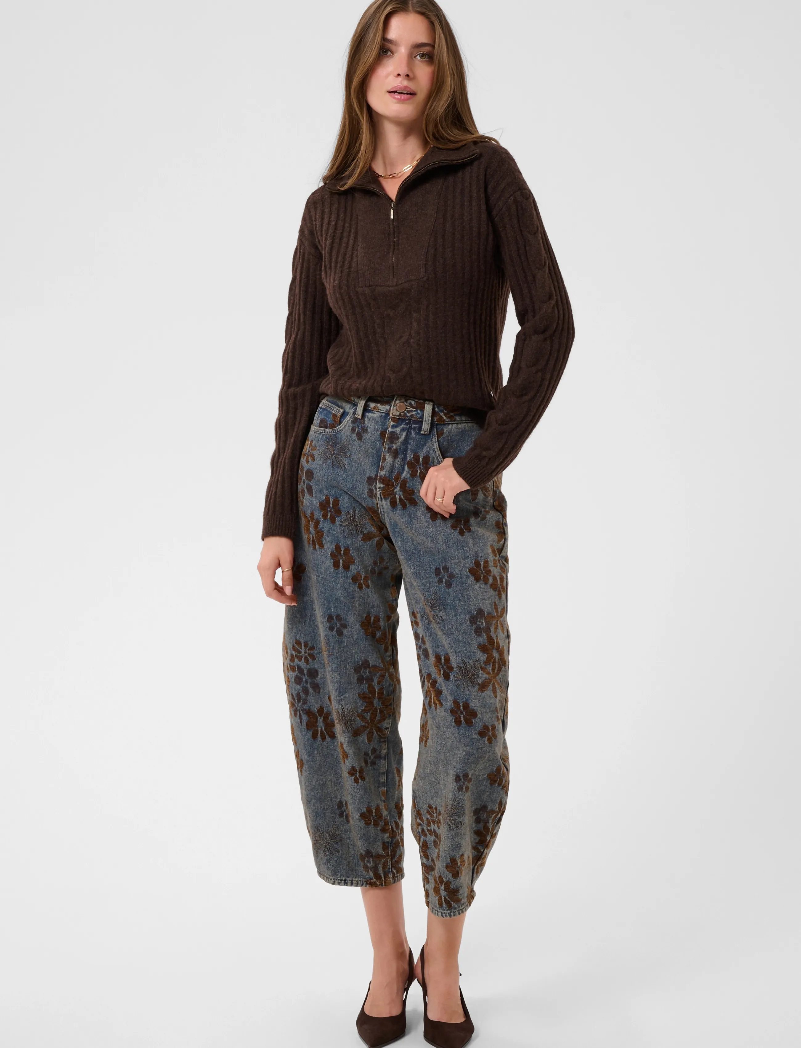 Cream - CRRamona Barrel Jeans - Relaxed Fit - brown denim flower - 3