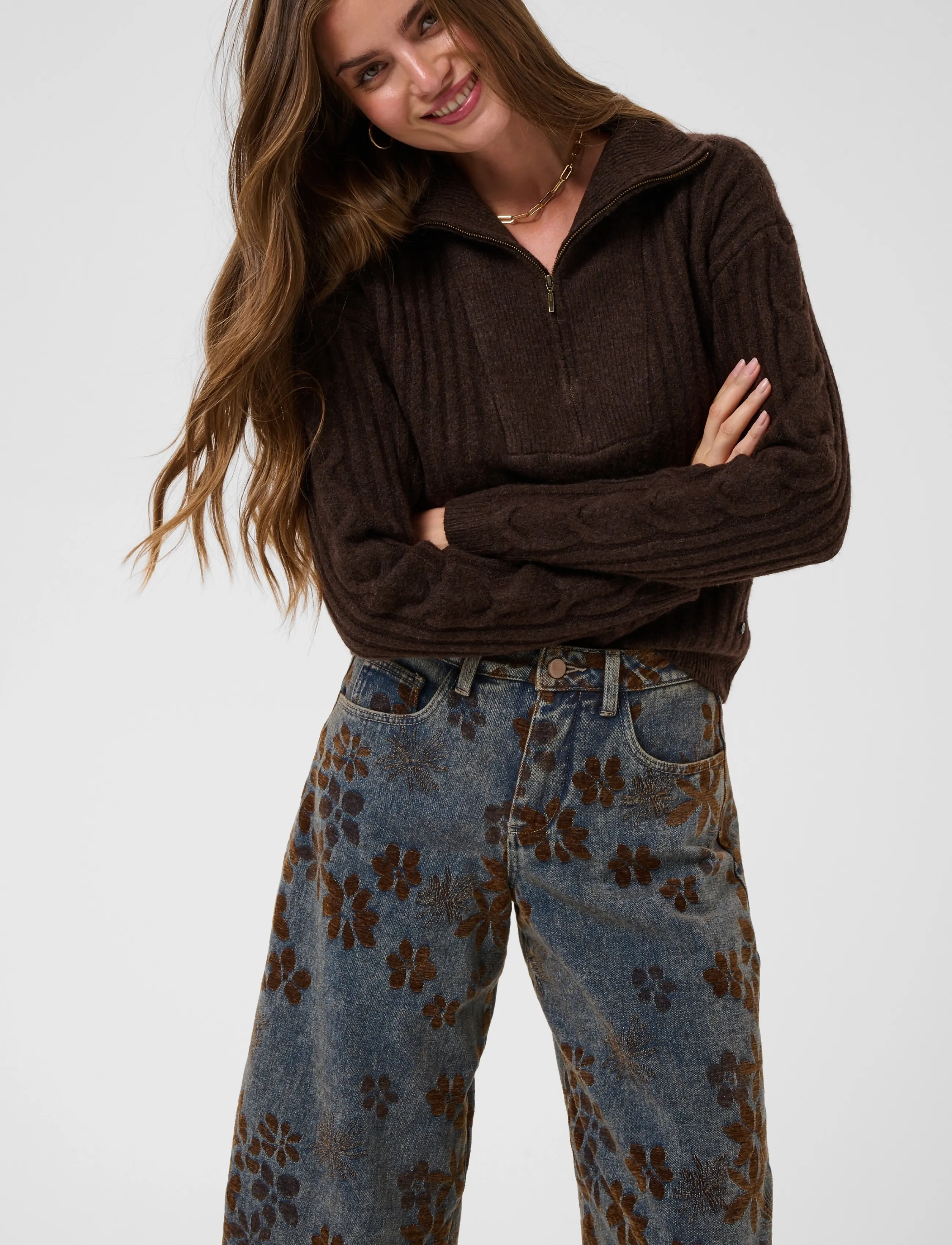 Cream - CRRamona Barrel Jeans - Relaxed Fit - brown denim flower - 5