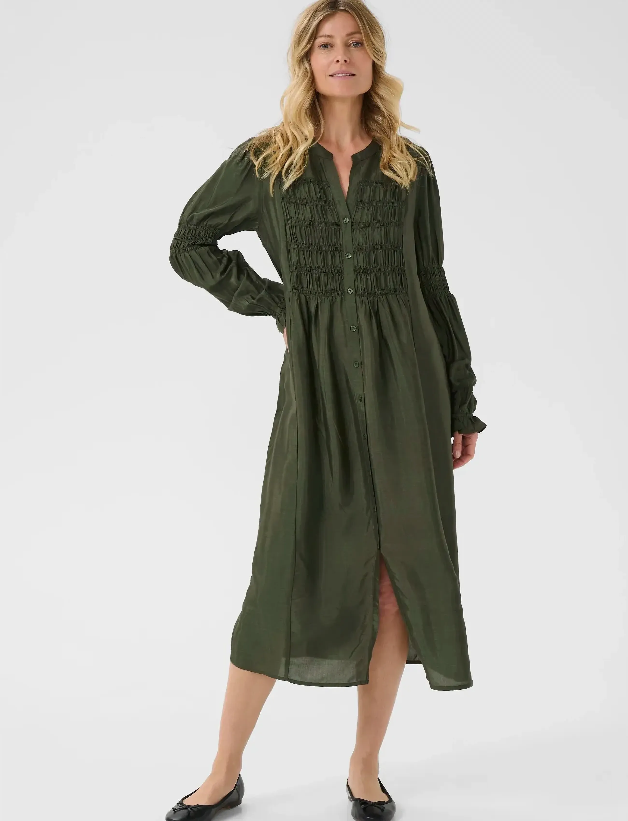 Cream Crhenva Shirt Dress, 40, Dresses, Grün - Knee-length & Midi, Frauen