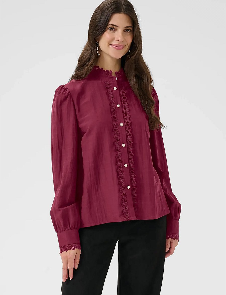 Cream - CRPia Shirt - krekli ar garām piedurknēm - zinfandel - 0