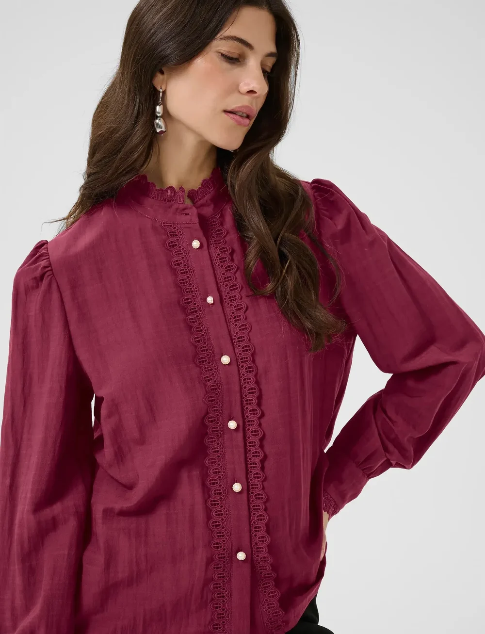 Cream - CRPia Shirt - langærmede skjorter - zinfandel - 5
