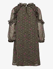 Creamie - Dress Flower Dot - festklänningar - olive night - 1