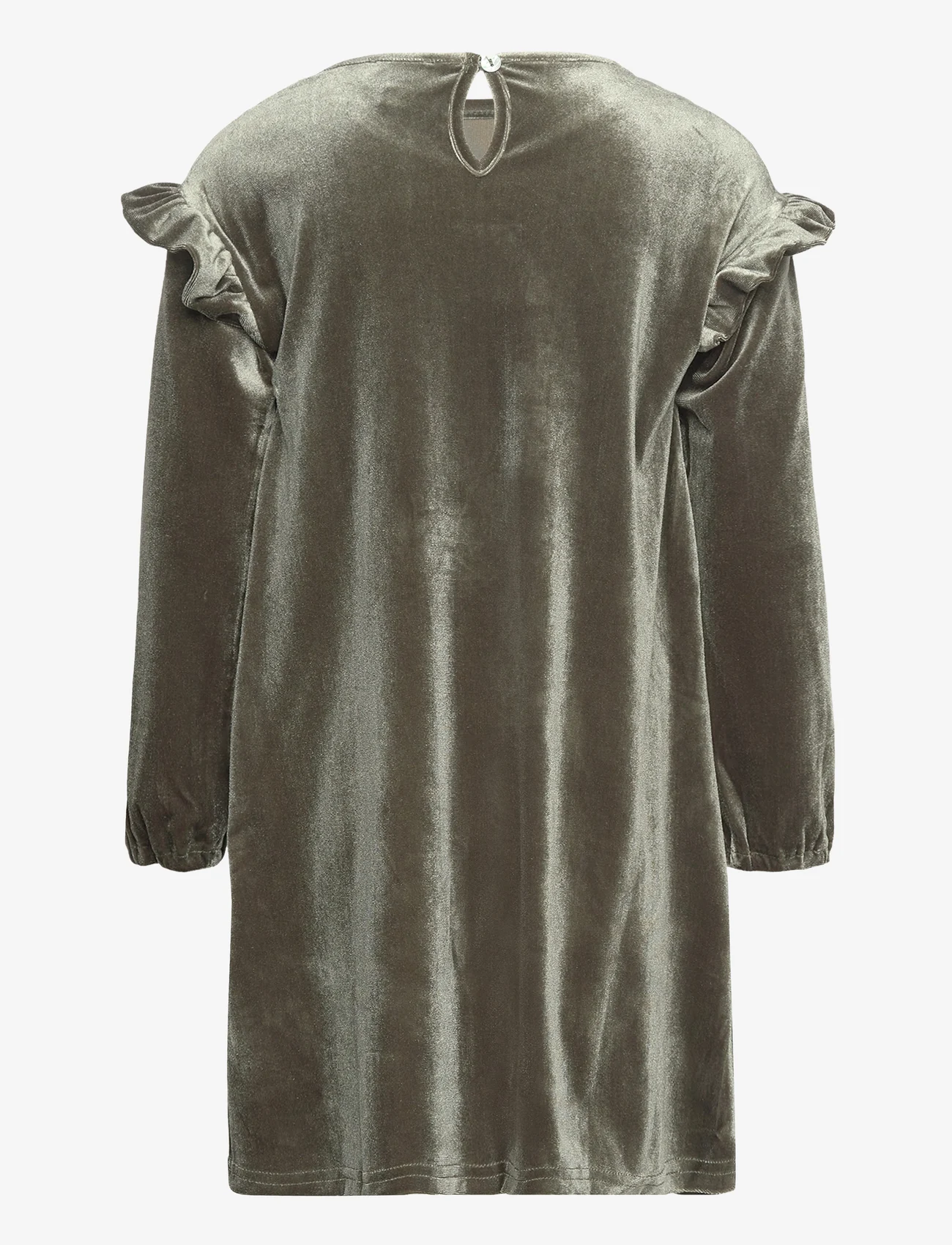 Creamie - Dress Velour - long-sleeved casual dresses - olive night - 1