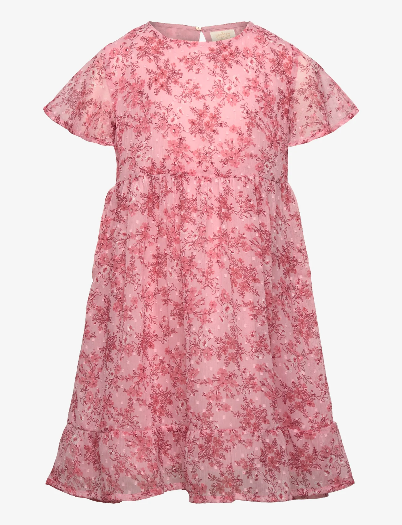 Creamie - Dress Flower Dobby - short-sleeved casual dresses - peachskin - 0