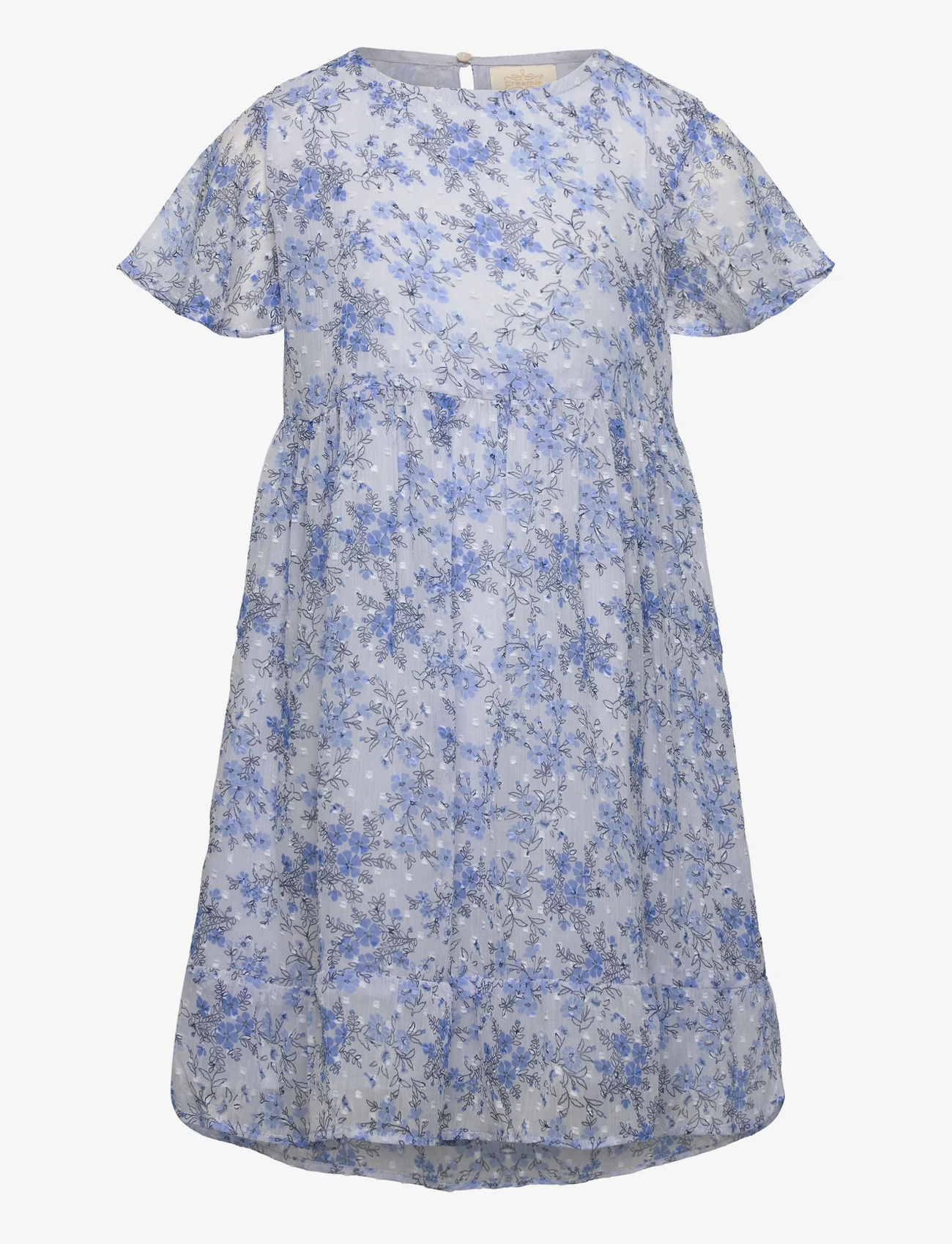 Creamie - Dress Flower Dobby - short-sleeved casual dresses - xenon blue - 0