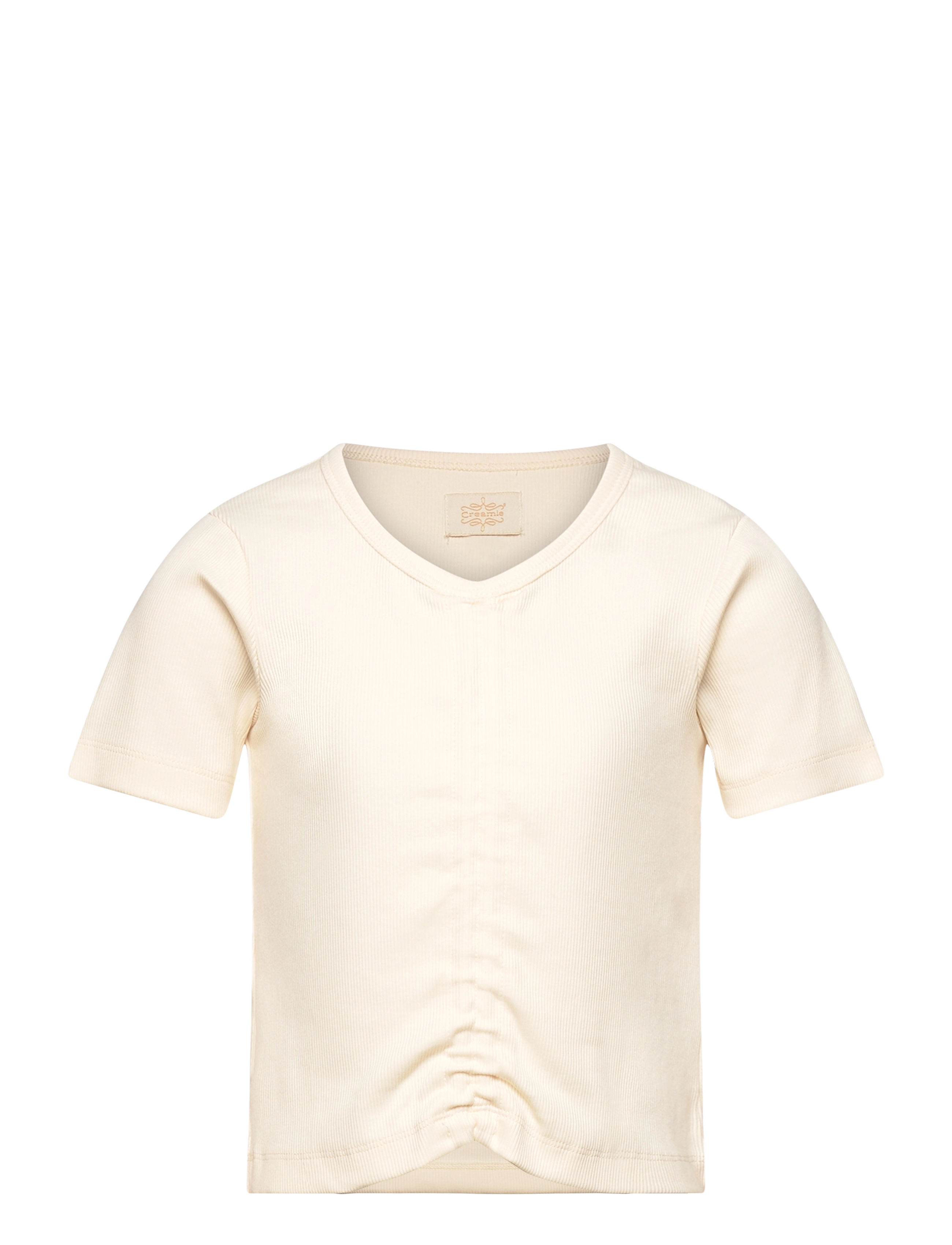 Creamie T-Shirt Ss Rib, 116, T-shirts, Creme - Short-sleeved, Kinder