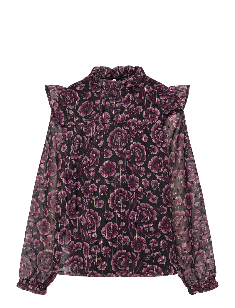 Creamie - Blouse Flower Dot - blusen & tuniken - black - 0