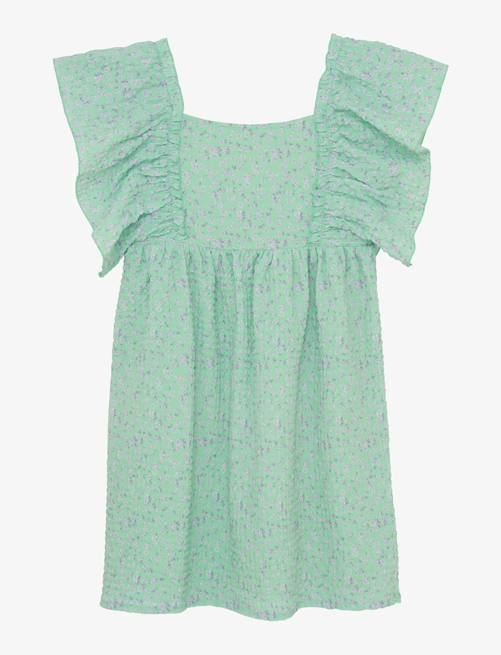 Creamie - Dress Small Flower - kurzärmelige freizeitkleider - green ash - 1