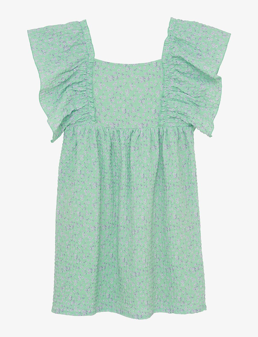 Creamie - Dress Small Flower - lühikeste varrukatega vabaaja kleidid - green ash - 1