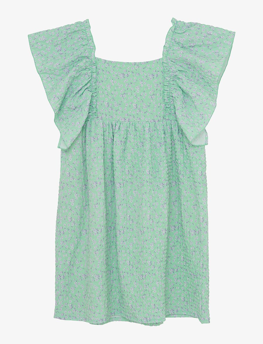 Creamie - Dress Small Flower - lühikeste varrukatega vabaaja kleidid - green ash - 3