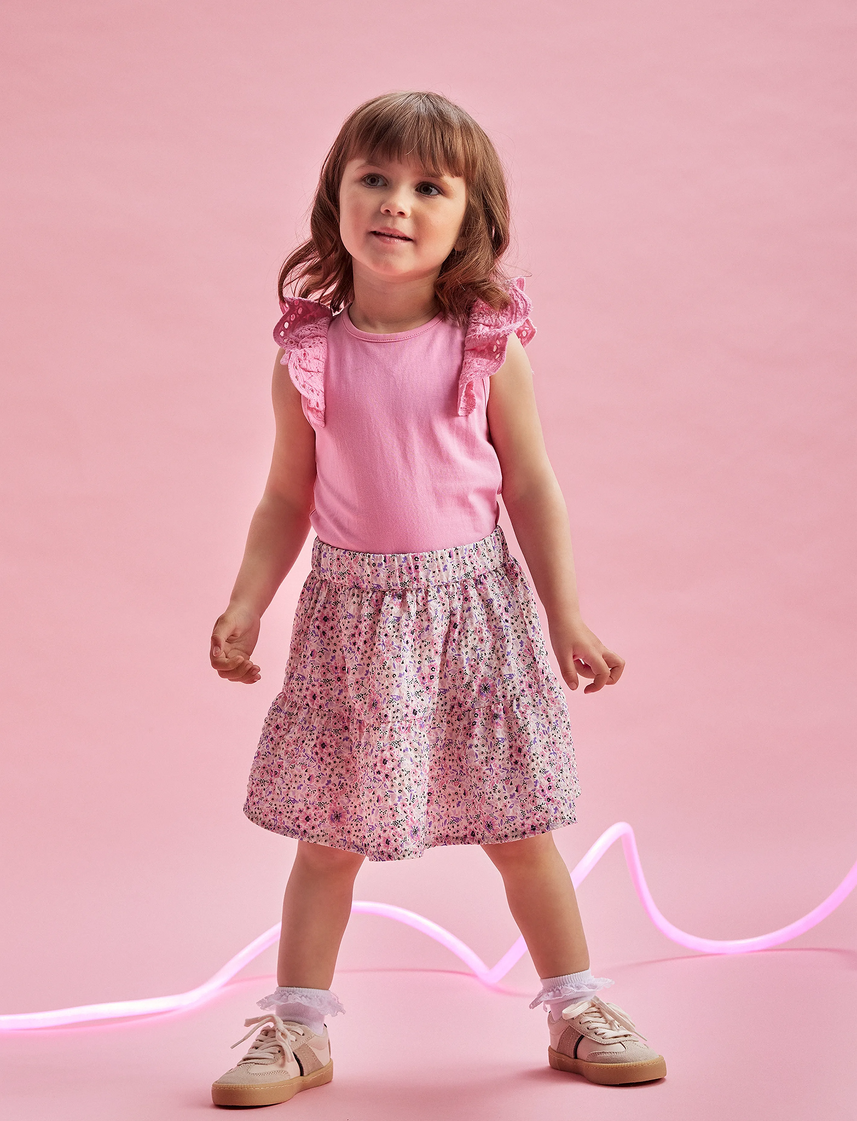 Creamie Top Ns Lace, 104, T-shirts, Rosa - Sleeveless, Kinder