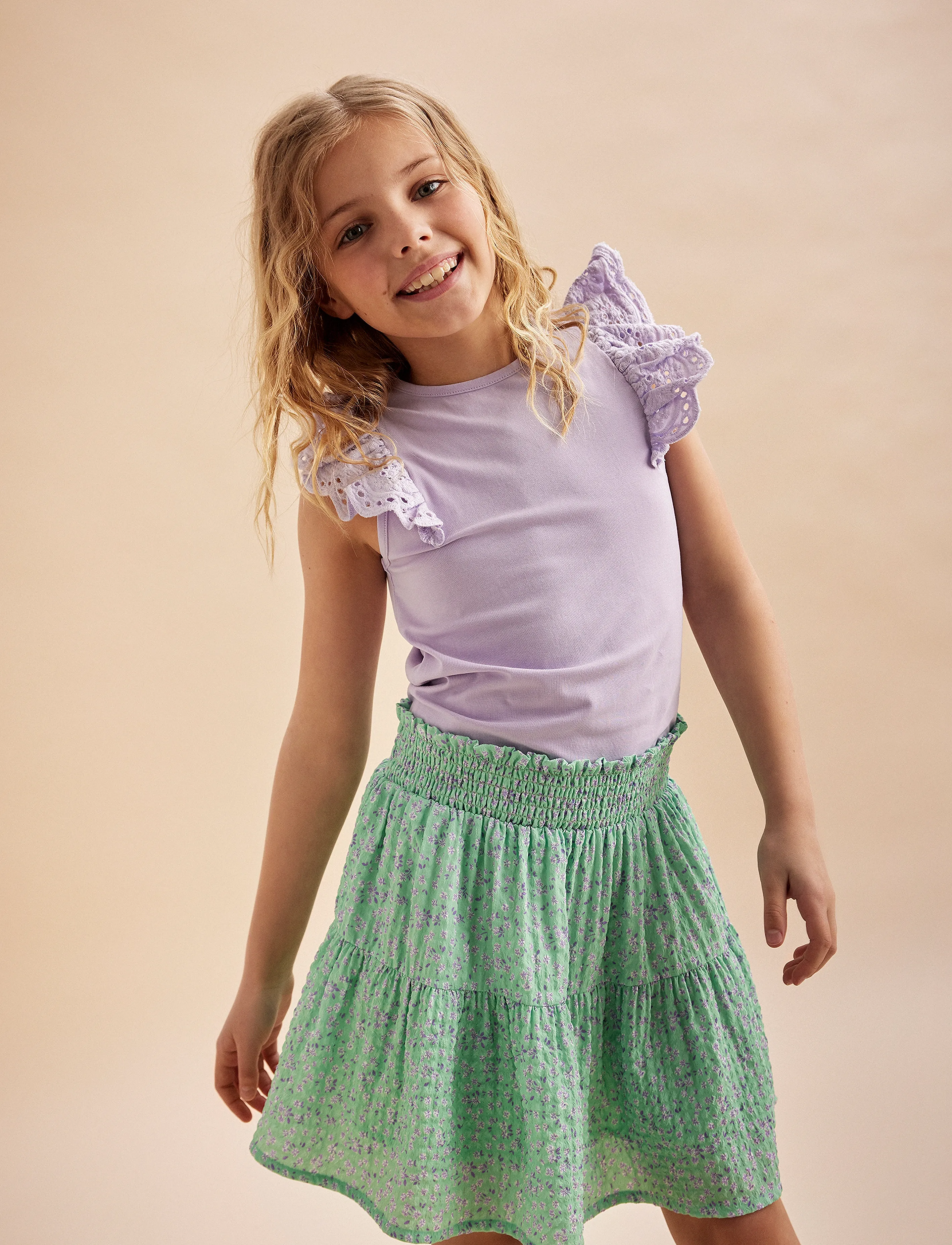 Creamie Skirt Small Flower - Kjolar - GREEN ASH / green