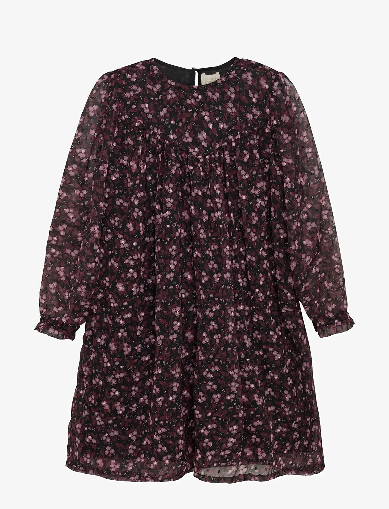 Creamie - Dress Flower Dobby - långärmade vardagsklänningar - black - 1