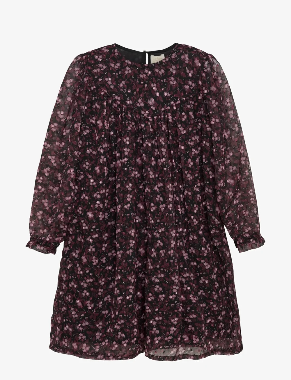 Creamie - Dress Flower Dobby - långärmade vardagsklänningar - black - 1