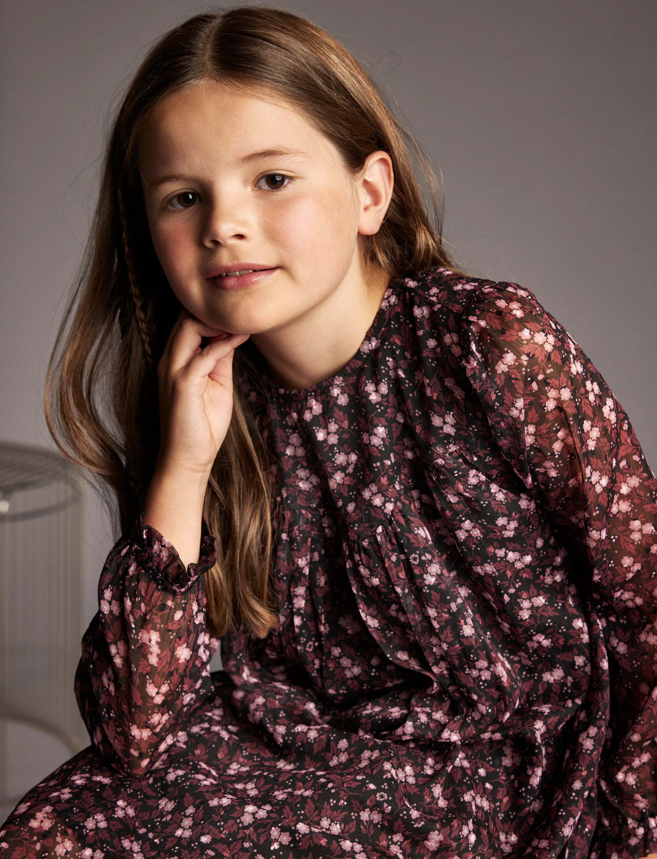 Creamie - Dress Flower Dobby - långärmade vardagsklänningar - black - 4