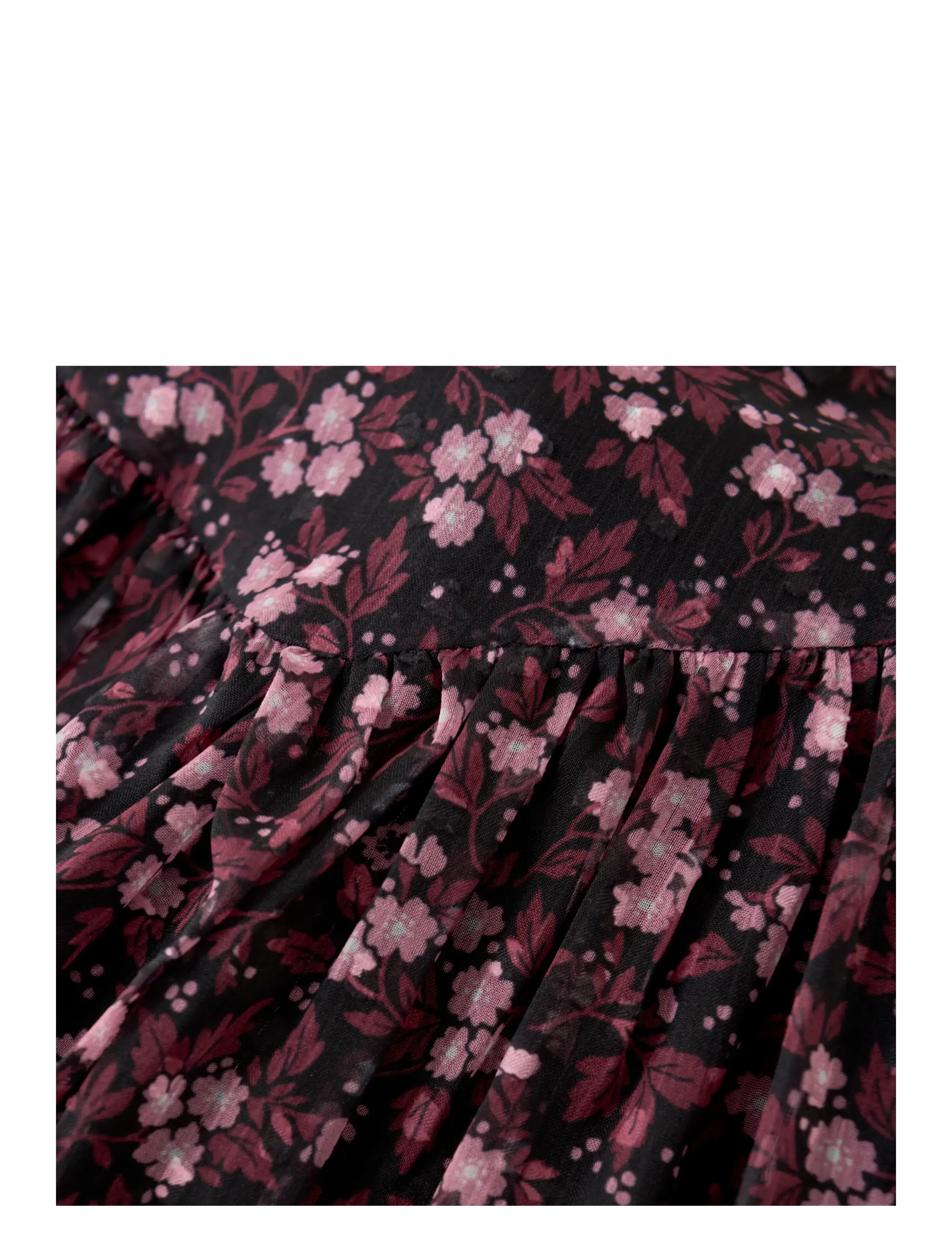 Creamie - Dress Flower Dobby - långärmade vardagsklänningar - black - 3