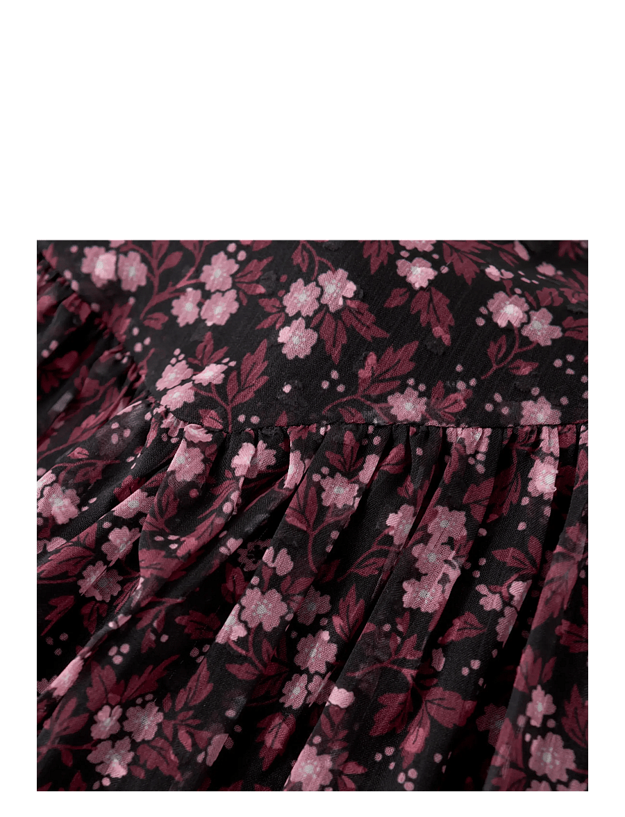 Creamie - Dress Flower Dobby - långärmade vardagsklänningar - black - 3