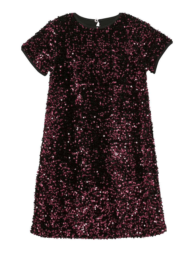 Creamie - Dress Velour Sequins - sukienki codzienne z krótkim rękawem - vineyard wine - 1