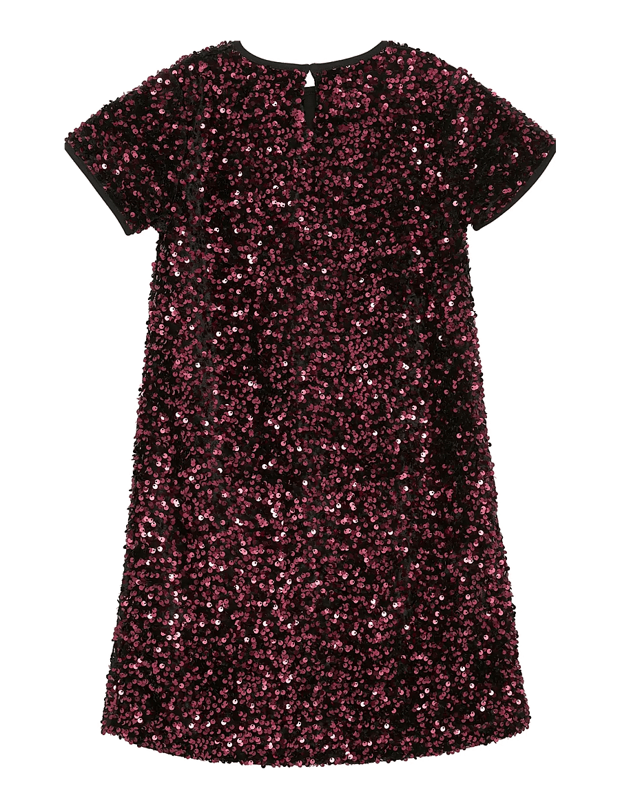 Creamie - Dress Velour Sequins - kurzärmelige freizeitkleider - vineyard wine - 2