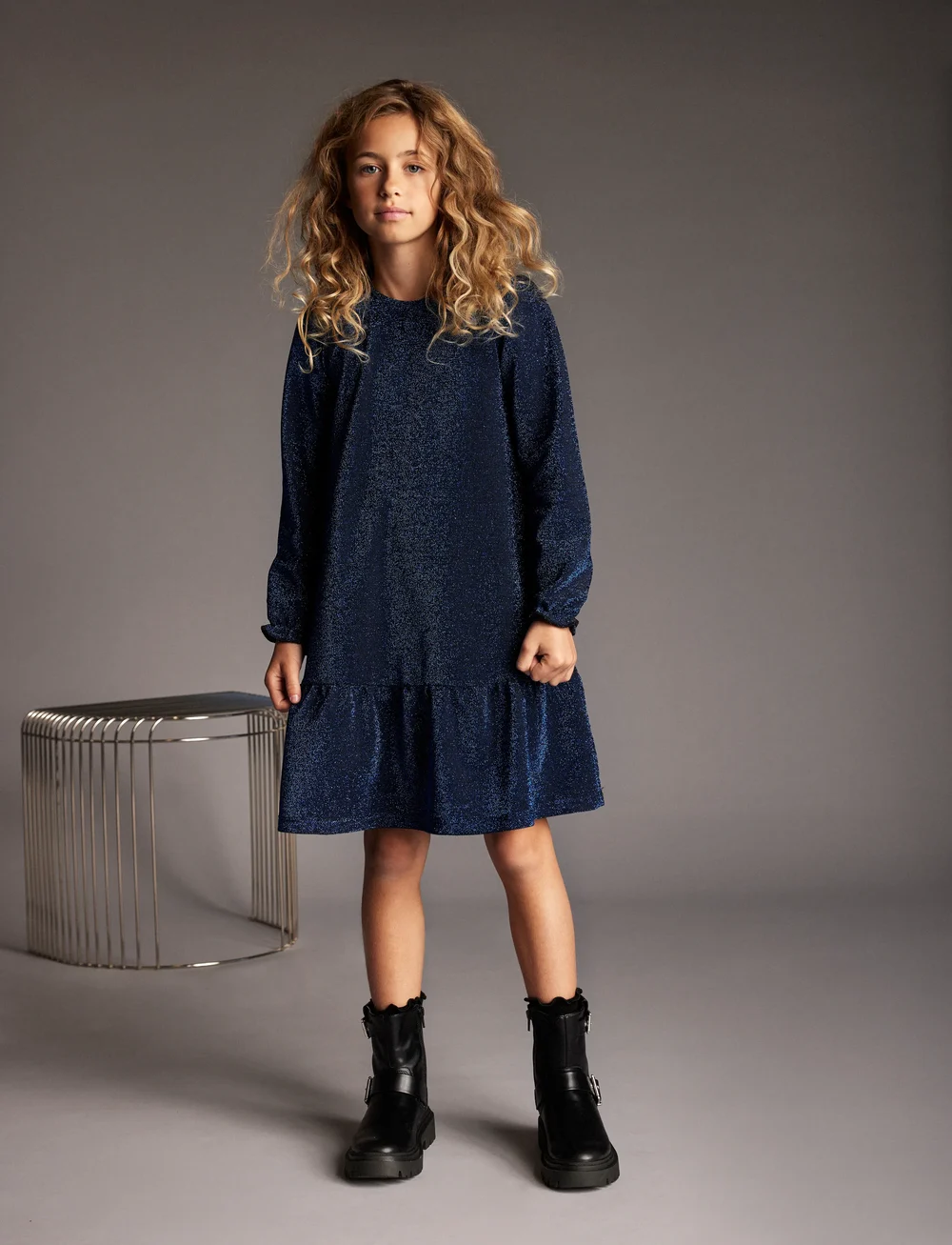 Creamie - Dress Glitter - långärmade vardagsklänningar - blue quartz - 0